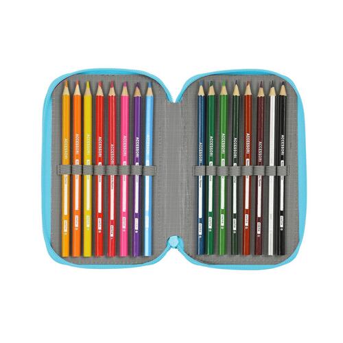 BlackFit8 penalhus med 3 rum - Cool, multifarvet, 37 dele (12,5 × 19,5 × 5,5 cm)