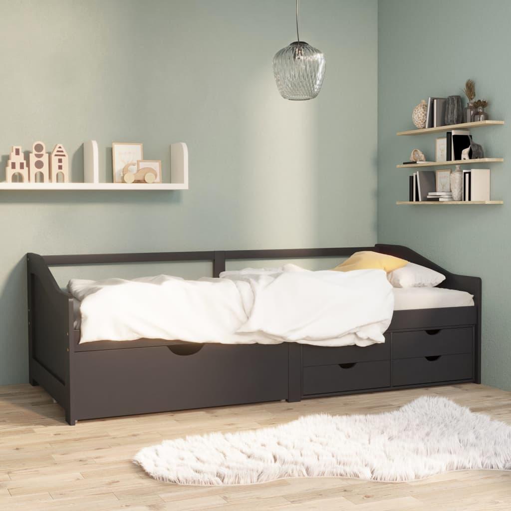 3-personers Daybed Med Skuffer 90x200 Cm Massivt Fyrretræ Grå