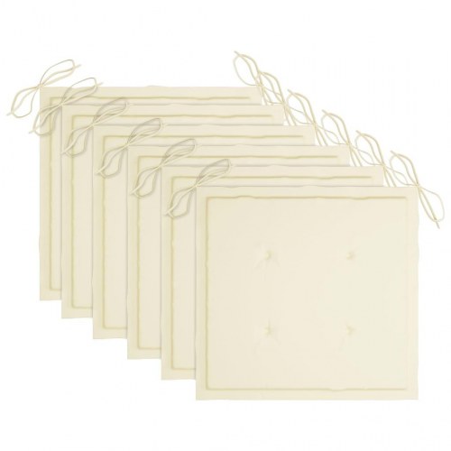 Havestole 6 stk. med hynder massivt teaktræ