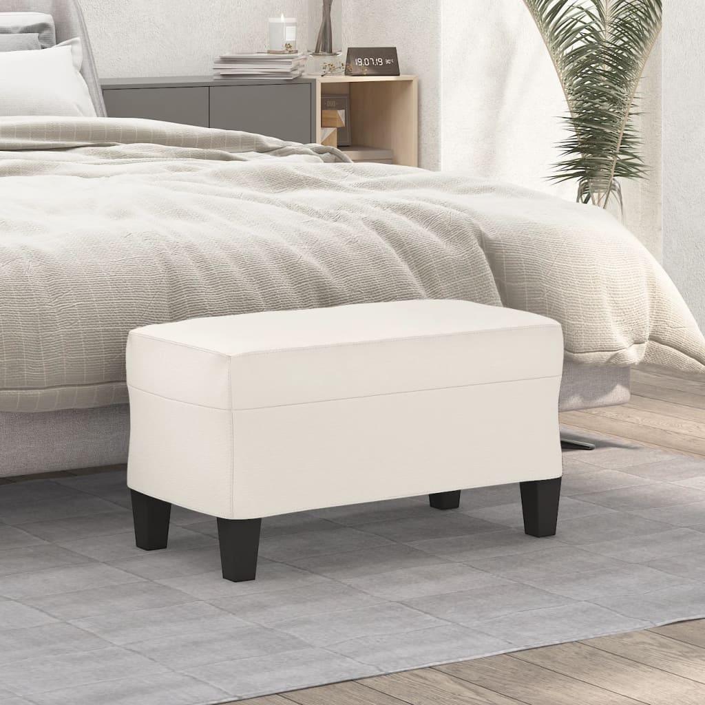 Bænk 70x35x41 cm kunstlæder cremefarvet billede