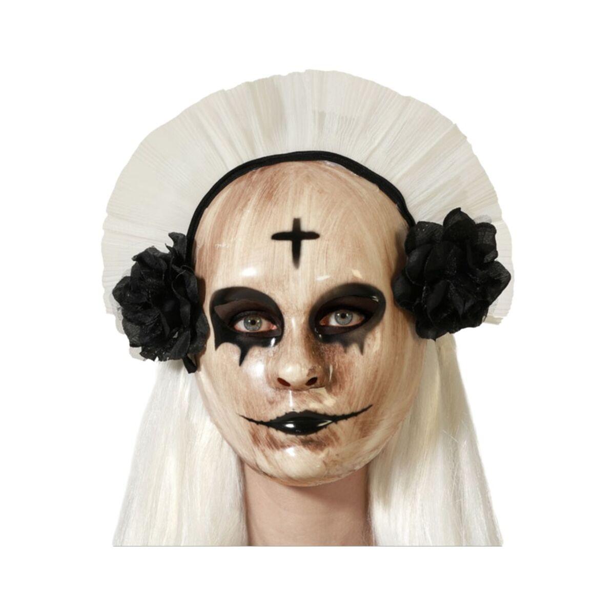 Halloween maske - Skummel nonne, sort