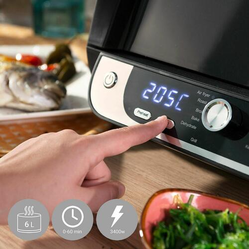 Airfryer med grill, tilbehør og opskriftsbog InnovaGoods 3400 W Sort 6 L (OUTLET A)
