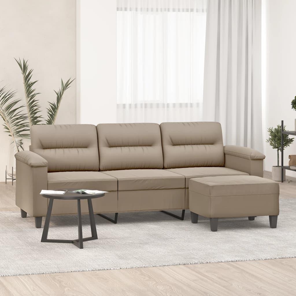 3-Personers Sofa Med Fodskammel 180 Cm Mikrofiberstof - Gråbrun