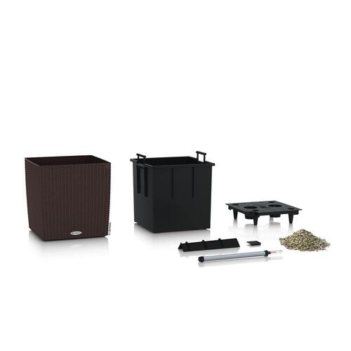 LECHUZA plantekrukke CUBE Cottage 40 ALL-IN-ONE mokkafarvet