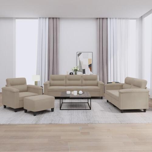 Sofasæt 4 dele med hynder mikrofiberstof gråbrun