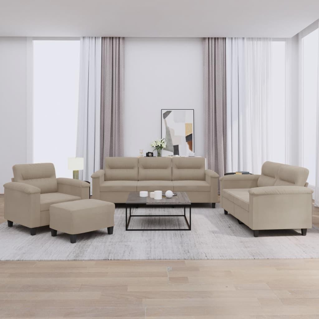 Sofasæt 4 dele med hynder mikrofiberstof gråbrun