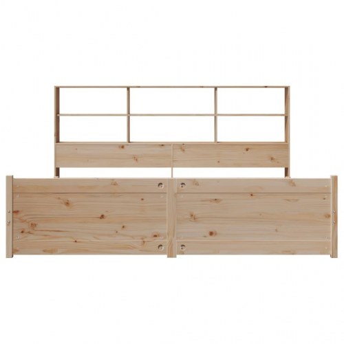 Seng med reol uden madras 200x200 cm massivt fyrretræ