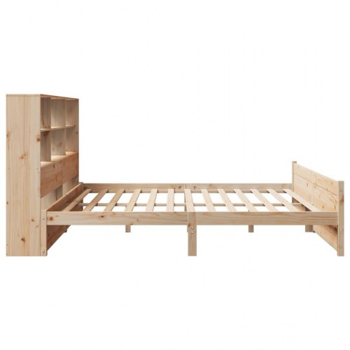 Seng med reol uden madras 200x200 cm massivt fyrretræ