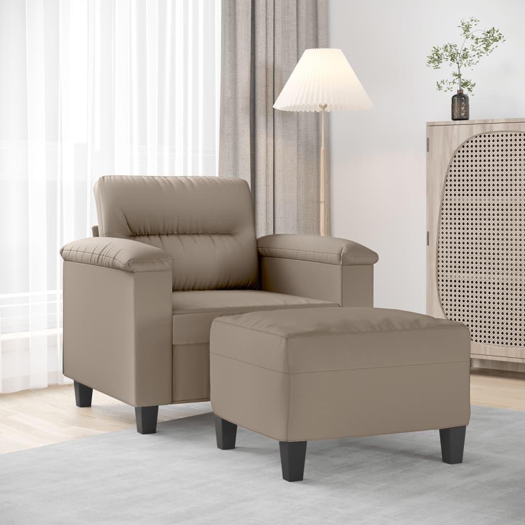 Sofastol med fodskammel 60 cm mikrofiberstof Gråbrun