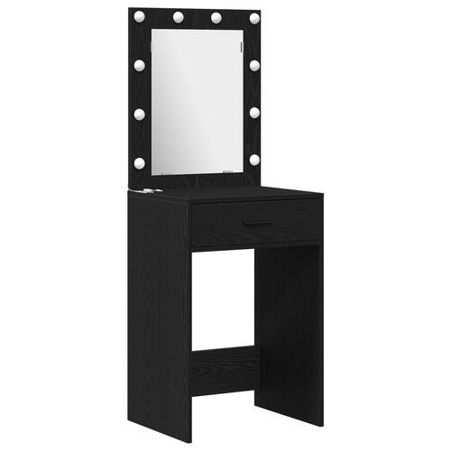 2-delt Makeupbord Sæt med LED Sort Konstrueret Træ