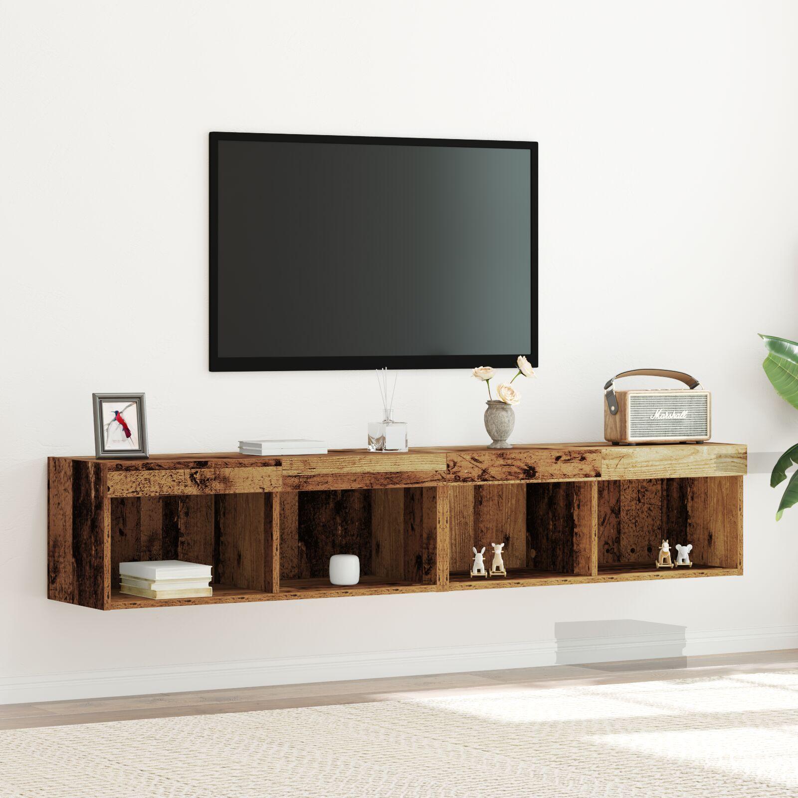 TV-skab 2 stk Gammelt træ 80 x 30 x 30 cm Konstrueret træ
