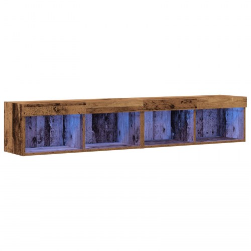 TV Vægbestik med LED Lys 2 stk Gamle Træ 80x30x30 cm
