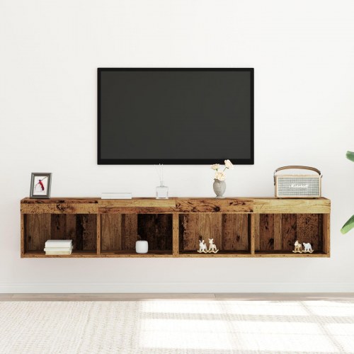 TV Vægbestik med LED Lys 2 stk Gamle Træ 80x30x30 cm