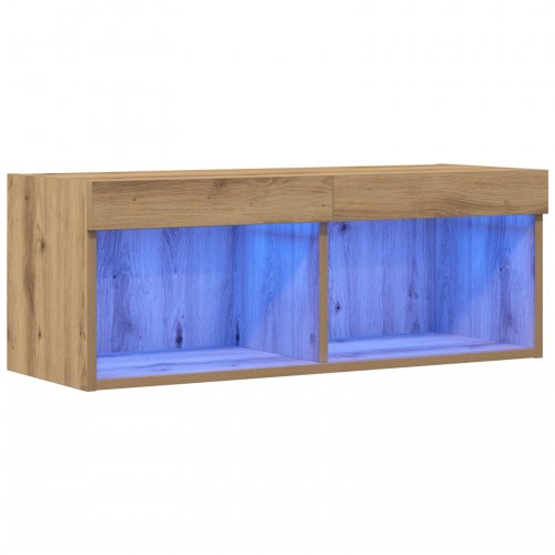 TV Vægholder med LED Lys Artisan Eg 80x30x30 cm