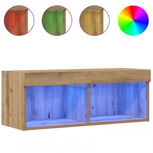 TV Vægholder med LED Lys Artisan Eg 80x30x30 cm