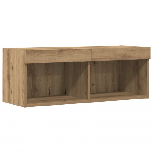 TV Vægmonterede Skabe med LED Lys 2 stk Artisan Eg 80x30x30 cm