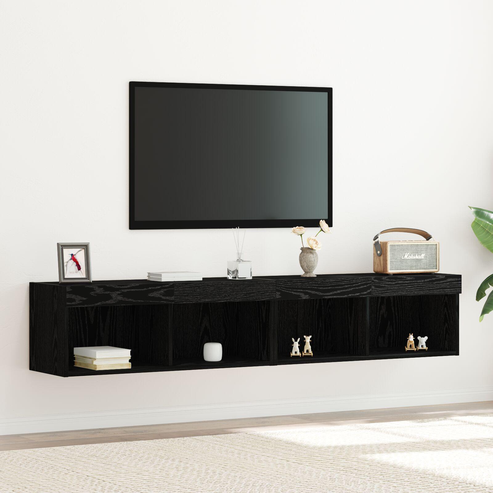 TV-skab 2 stk Sort eg 80 x 30 x 30 cm Konstrueret træ