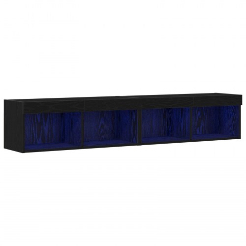 TV Vægskabe med LED Lys 2 stk Sort Eg 80x30x30 cm