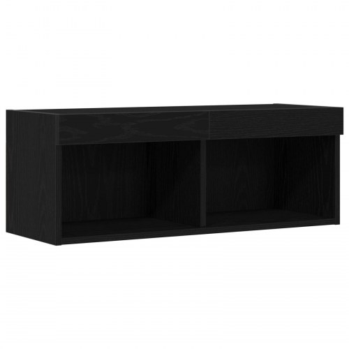 TV Vægskabe med LED Lys 2 stk Sort Eg 80x30x30 cm