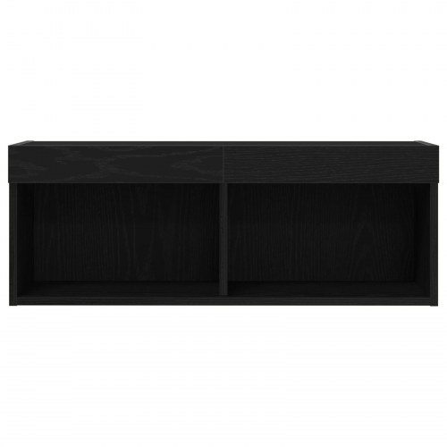 TV Vægskabe med LED Lys 2 stk Sort Eg 80x30x30 cm