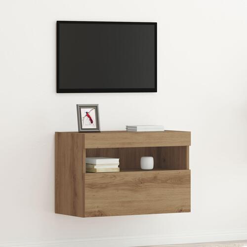 TV Væghylde med LED Lys Artisan Eg 60x30x40 cm