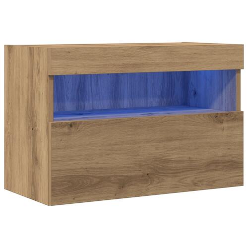 TV Væghylde med LED Lys Artisan Eg 60x30x40 cm
