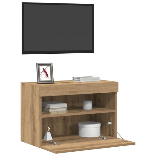 TV Væghylde med LED Lys Artisan Eg 60x30x40 cm
