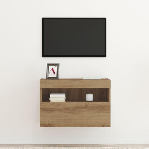TV Væghylde med LED Lys Artisan Eg 60x30x40 cm