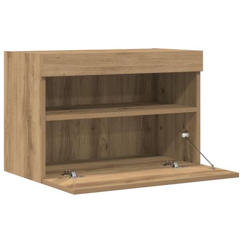 TV Væghylde med LED Lys Artisan Eg 60x30x40 cm