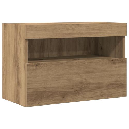 TV Væghylde med LED Lys Artisan Eg 60x30x40 cm