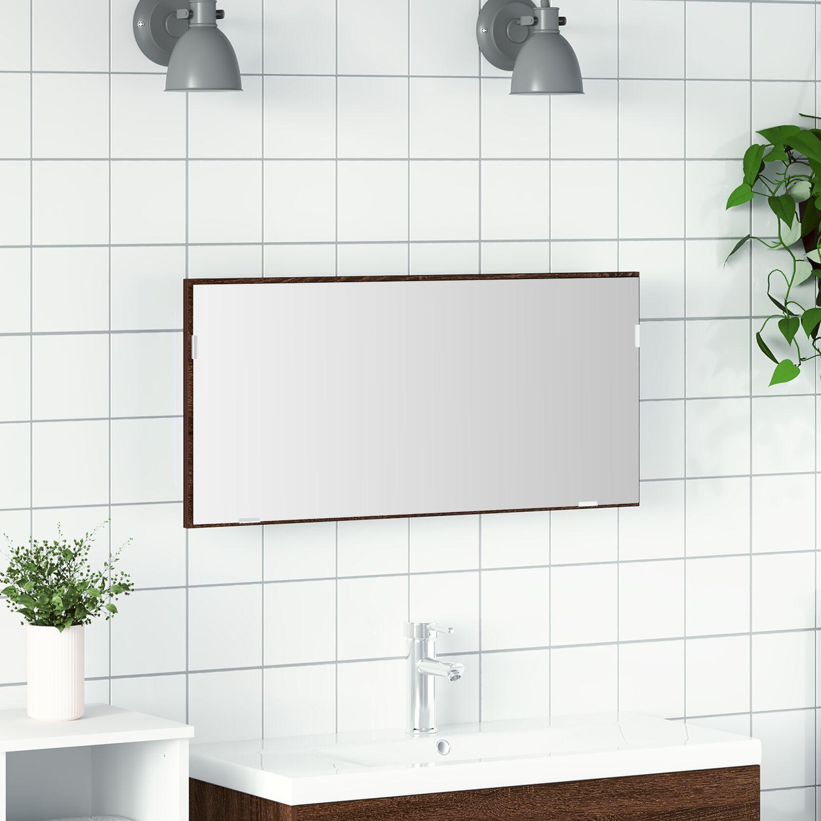 Badeværelsesspejl Brun eg 80 x 8.5 x 37 cm Konstrueret træ