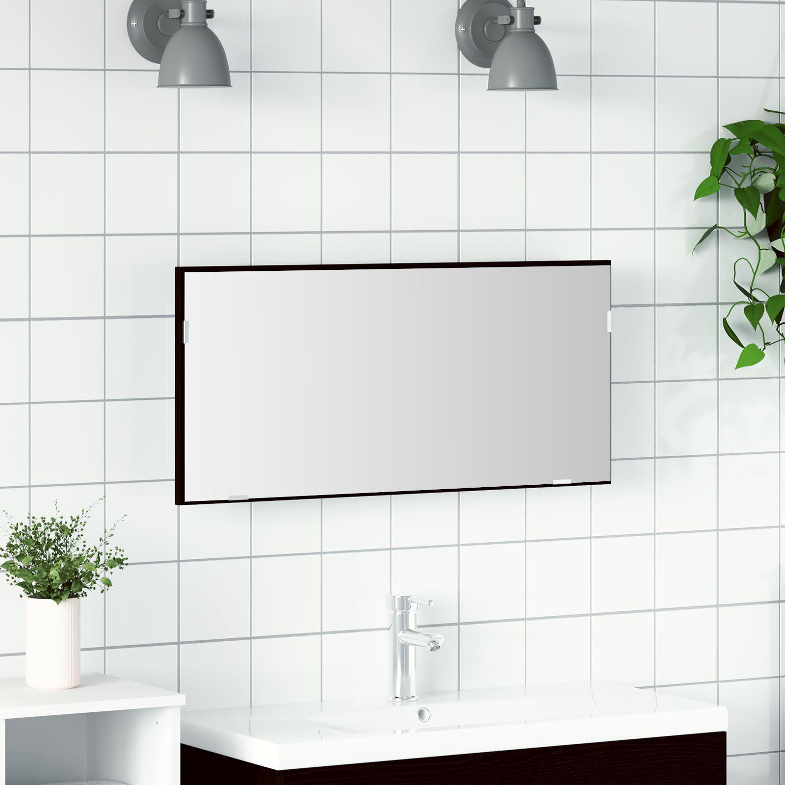 Badeværelsesspejl Sort eg 80 x 8.5 x 37 cm Konstrueret træ