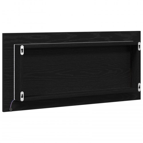 Badeværelsesspejlskab med LED-lys Sort Eg 80x37 cm