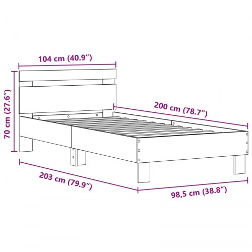 Sengramme med LED-lys Artisan Eg 100x200 cm