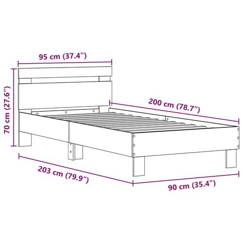 Seng med LED-lys Fint træ 90x200 cm Ingeniørt træ