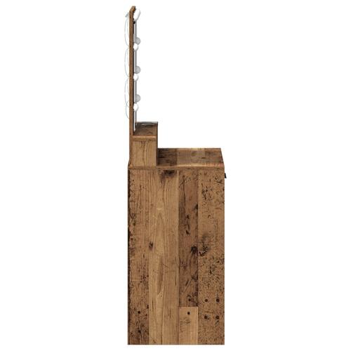 Sminkebord med LED-lys Gamle træ 50x41x140 cm