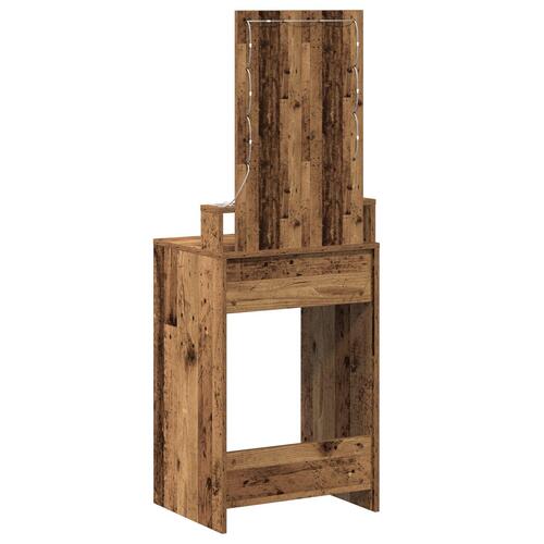 Sminkebord med LED-lys Gamle træ 50x41x140 cm