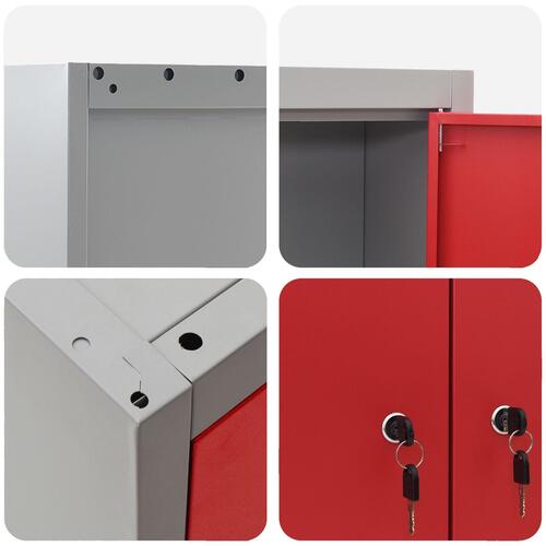 6 Deles Værktøjsskab og Pegboard Sæt Vægmonteret Rød Metal