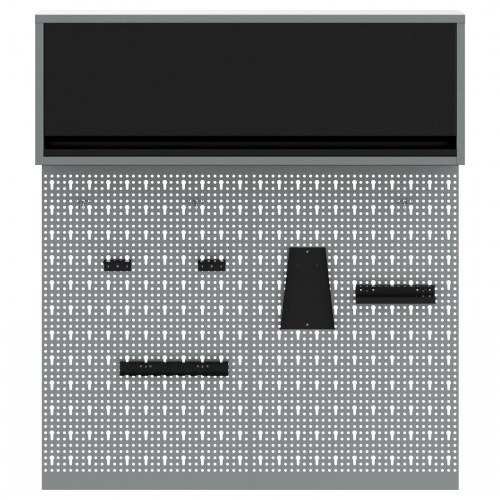 3-delt værktøjsskab og pegboard sæt væghængt sort metal