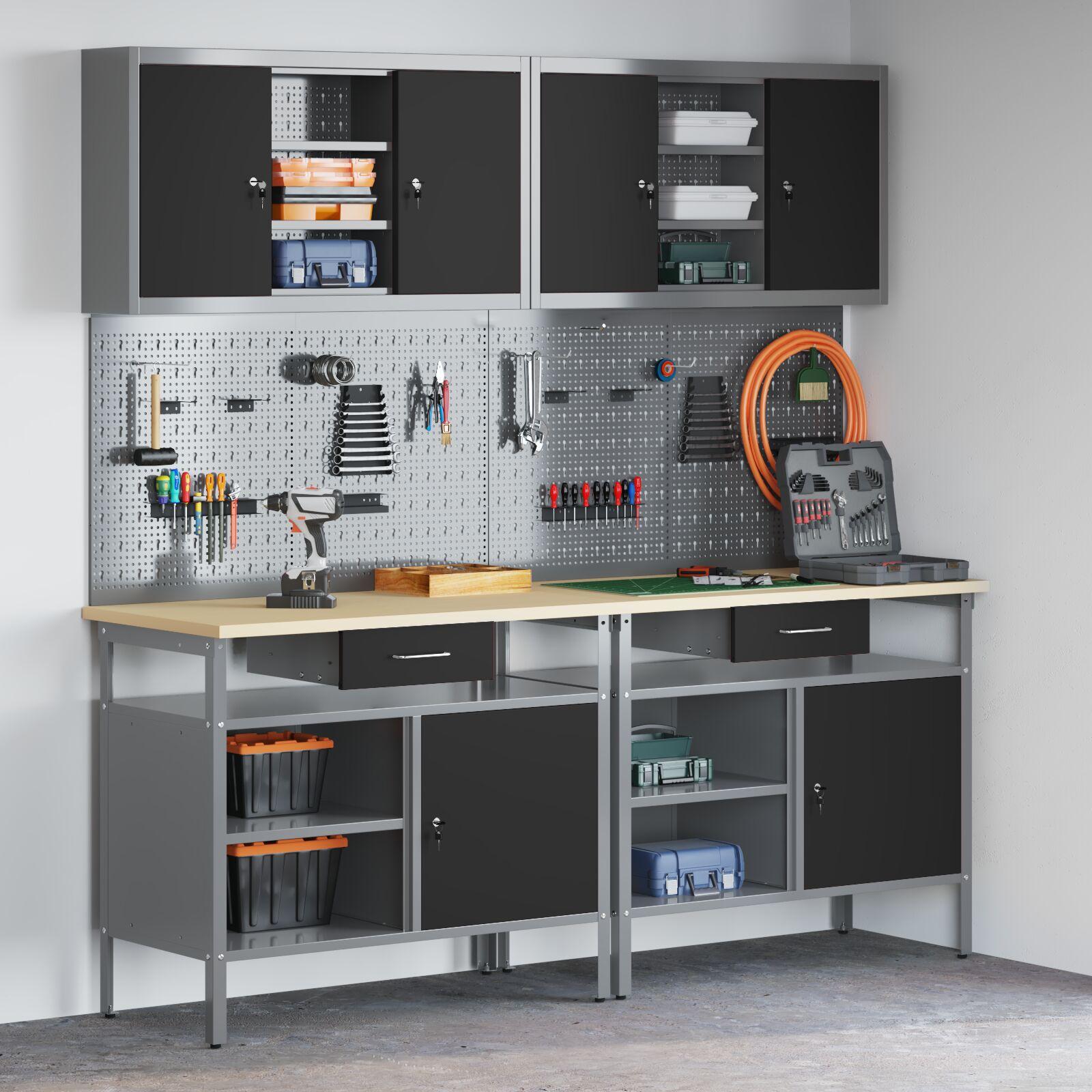 8 Delers Arbejdsbænk Sæt Sort Stål