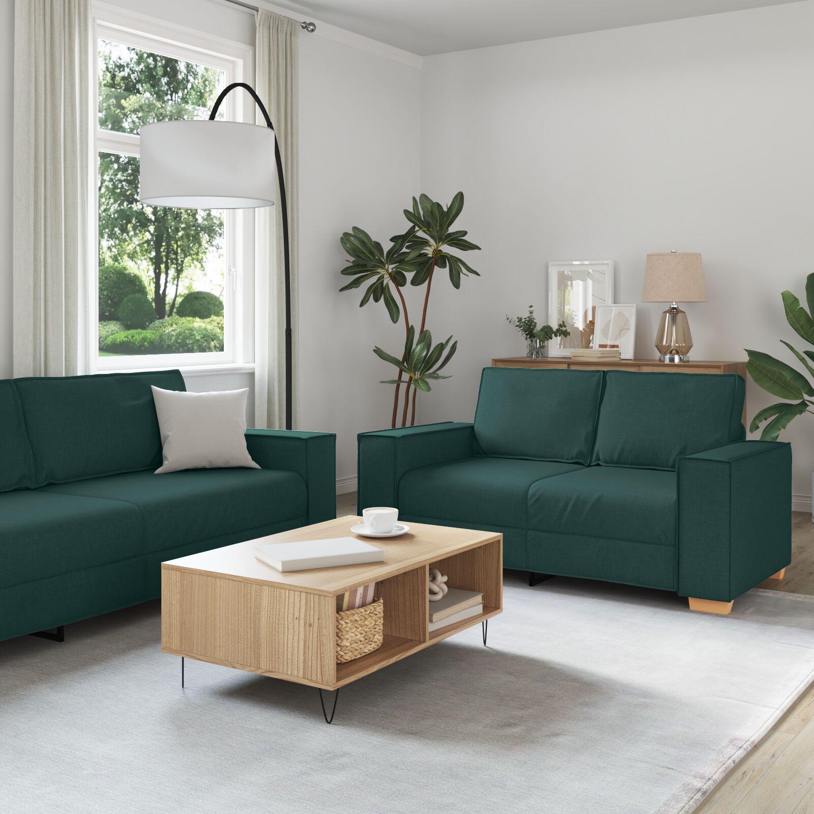 Sofa Sæt med pude 3 stk Mørkegrøn 220 x 78 x 84 cm Stof