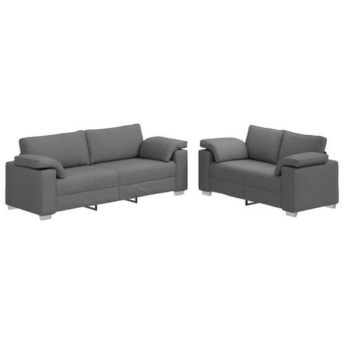 2-Personers Sofa Sæt med Puder - Mørkegrå Stof