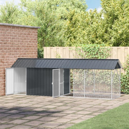 Fuglebur med udvidelse Anthracit 112x442x141 cm Stål