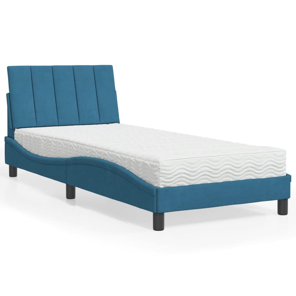 Seng med madras Hanko 80x200 cm velour blå