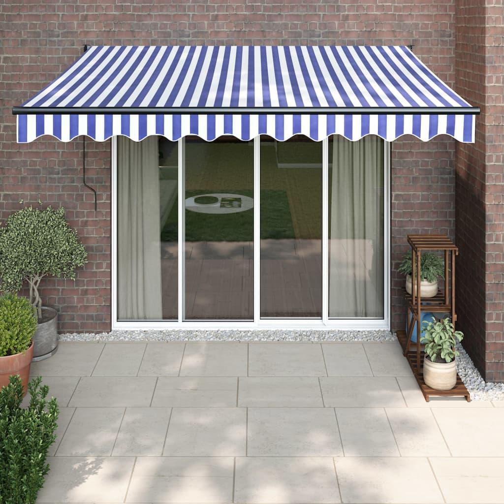 Foldemarkise 3x2,5 M Automatisk Betjening Blå og Hvid - blue and white (anthracite frame) / 3.5 x 2.5 m