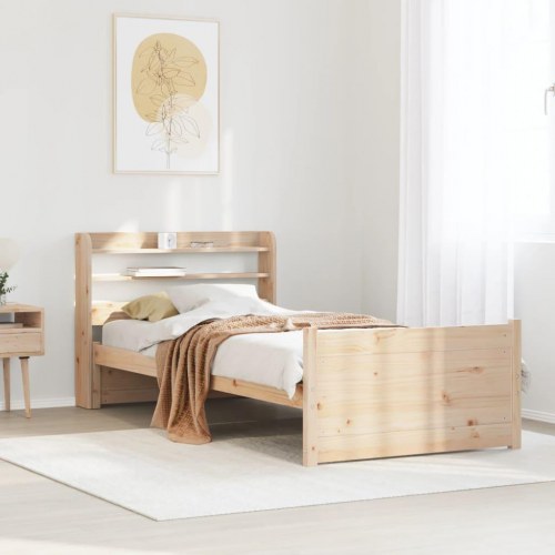 Sengeramme med sengegavl 100x200 cm massivt fyrretræ