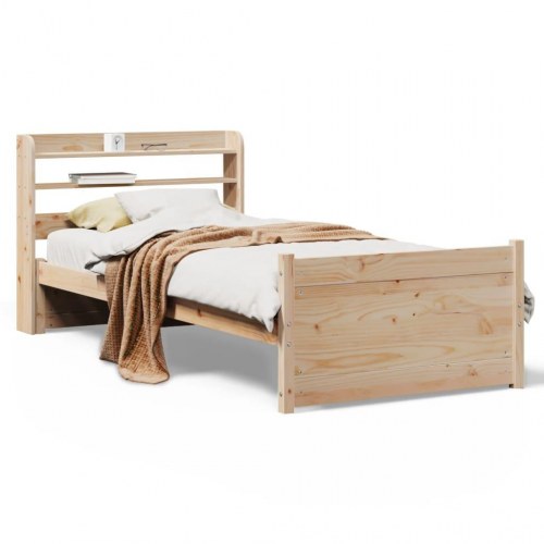 Sengeramme med sengegavl 100x200 cm massivt fyrretræ