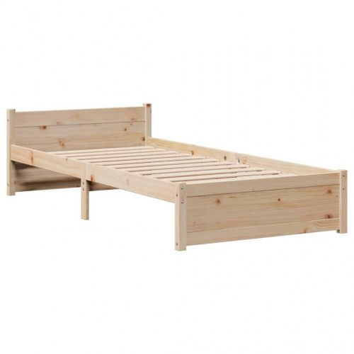 Sengeramme med sengegavl 100x200 cm massivt fyrretræ