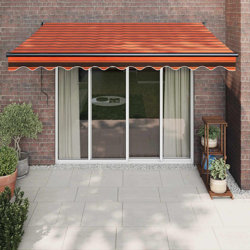 Foldemarkise 3,5x2,5 m automatisk betjening orange og brun