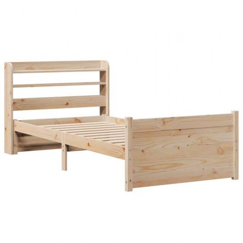 Sengeramme med sengegavl og hylder 90 x 200 cm - massivt fyrretræ